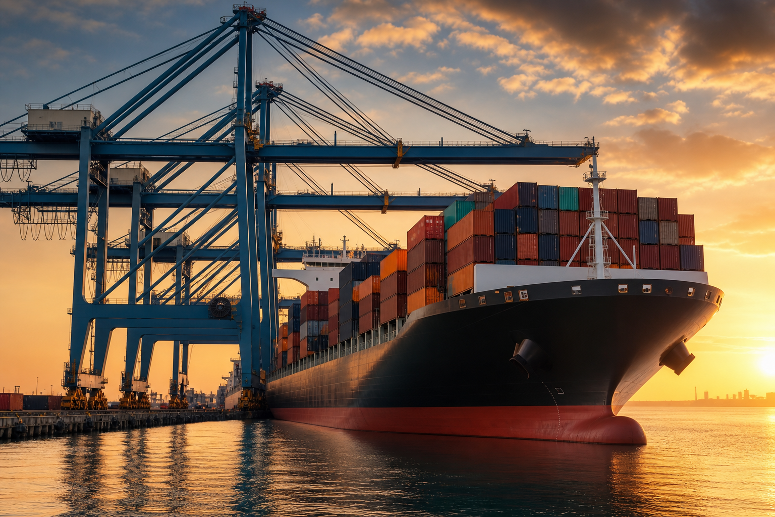 Container ship at port